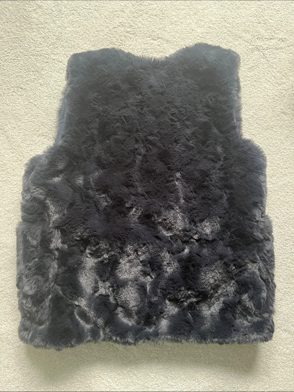 Girls Zara dark navy Faux Fur Vest - Plush Sleeveless Layer